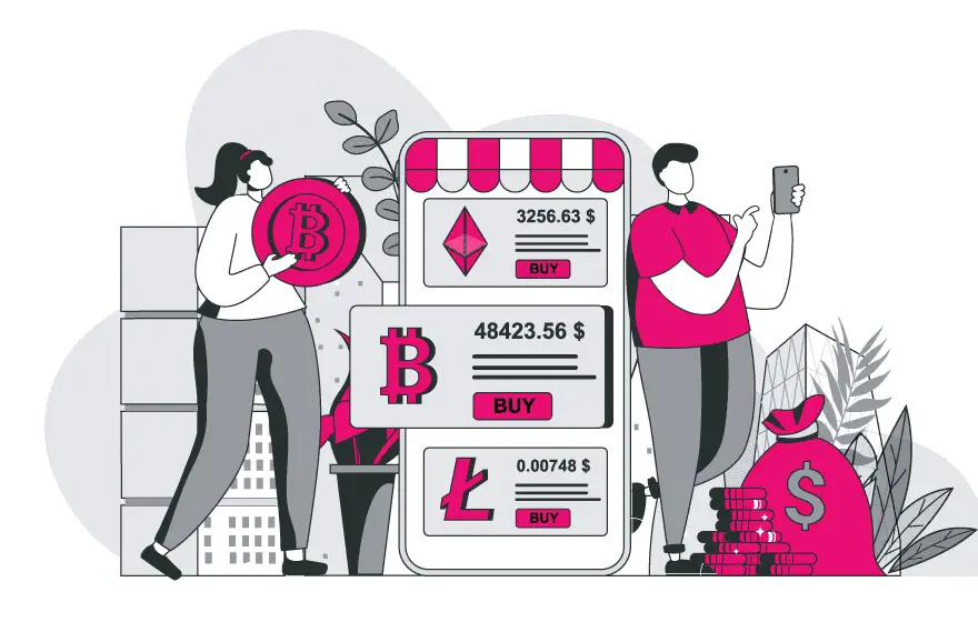 Cryptocurrency marketplace infograph
